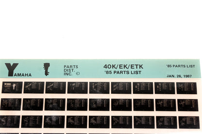 OEM Yamaha LB016-19 1985 40K/EK/ETK Parts List Microfiche