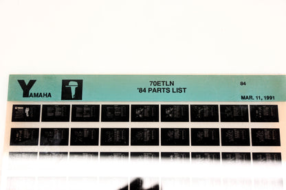 OEM Yamaha LB016-21 1984 70ETLN Parts List Microfiche