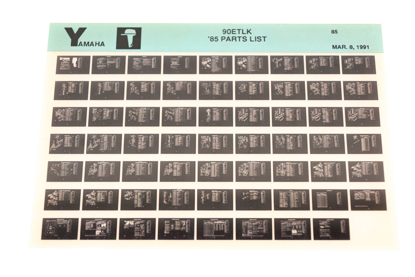 OEM Yamaha LB016-22 1985 90ETLK Parts List Microfiche