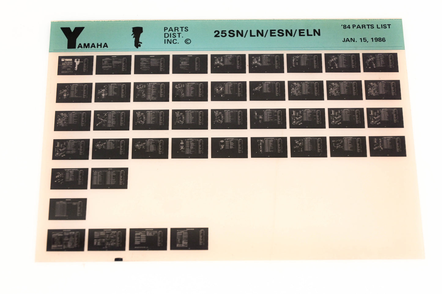 OEM Yamaha LB016-25 1984 25SN/LN/ESN/ELN Parts List Microfiche