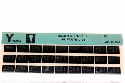 OEM Yamaha LB016-26 1985 25SK/LK/ESK/ELK Parts List Microfiche