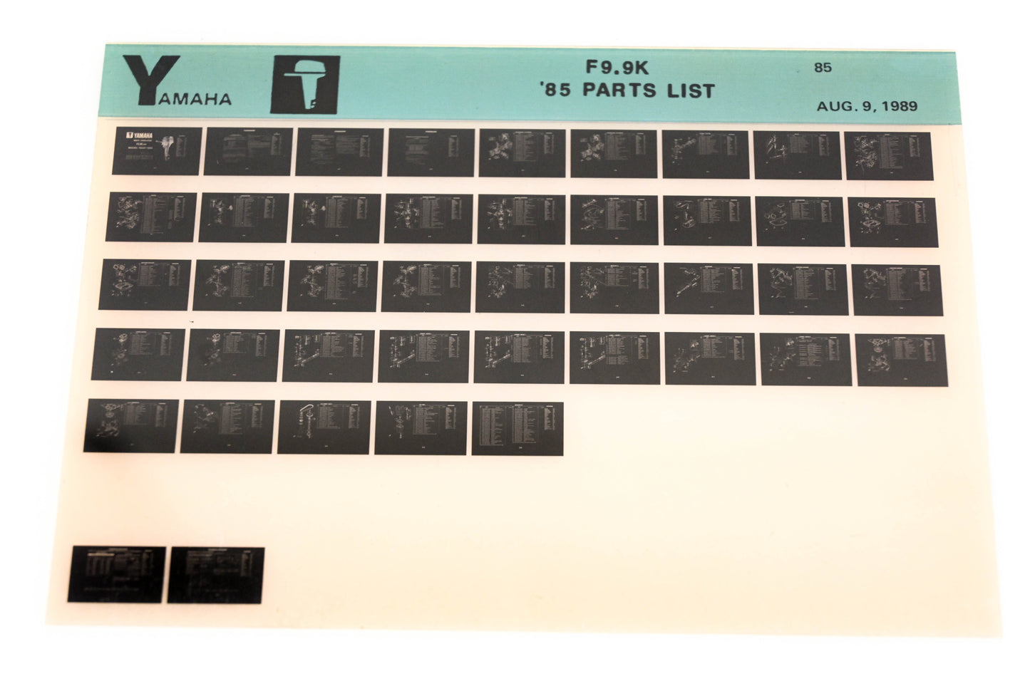 OEM Yamaha LB016-27 1985 F9.9K Parts List Microfiche