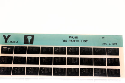 OEM Yamaha LB016-27 1985 F9.9K Parts List Microfiche