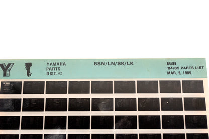 OEM Yamaha LB016-28 1984-85 8SN/LN/SK/LK Parts List Microfiche