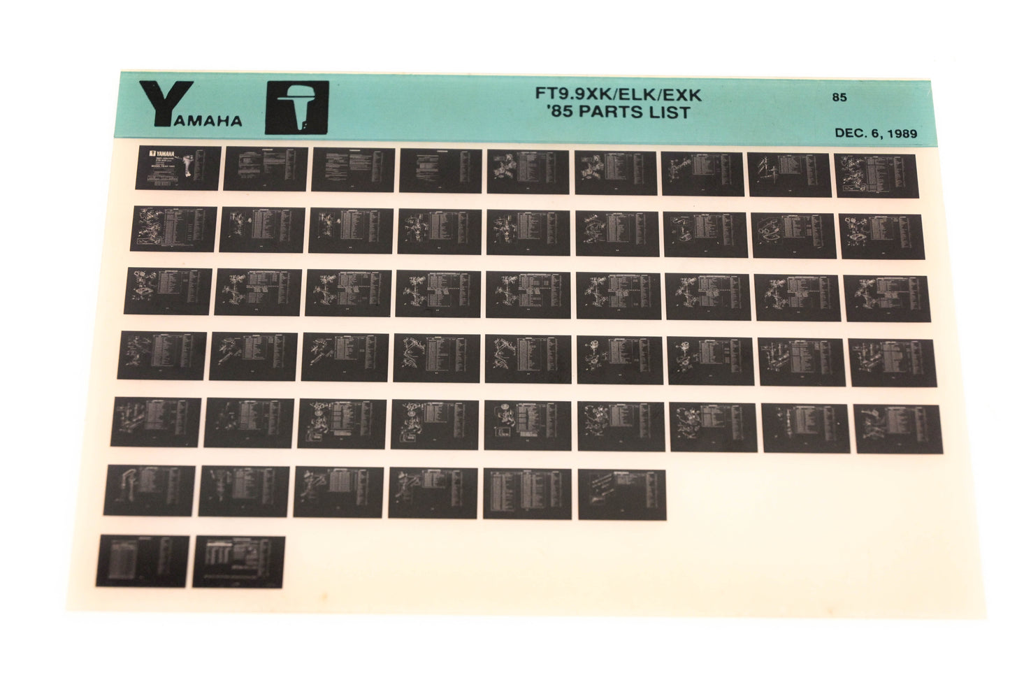 OEM Yamaha LB016-29 1985 FT9.9XK/ELK/EXK Parts List Microfiche