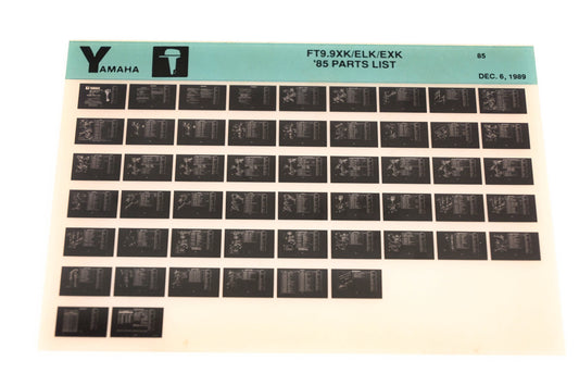 OEM Yamaha LB016-29 1985 FT9.9XK/ELK/EXK Parts List Microfiche