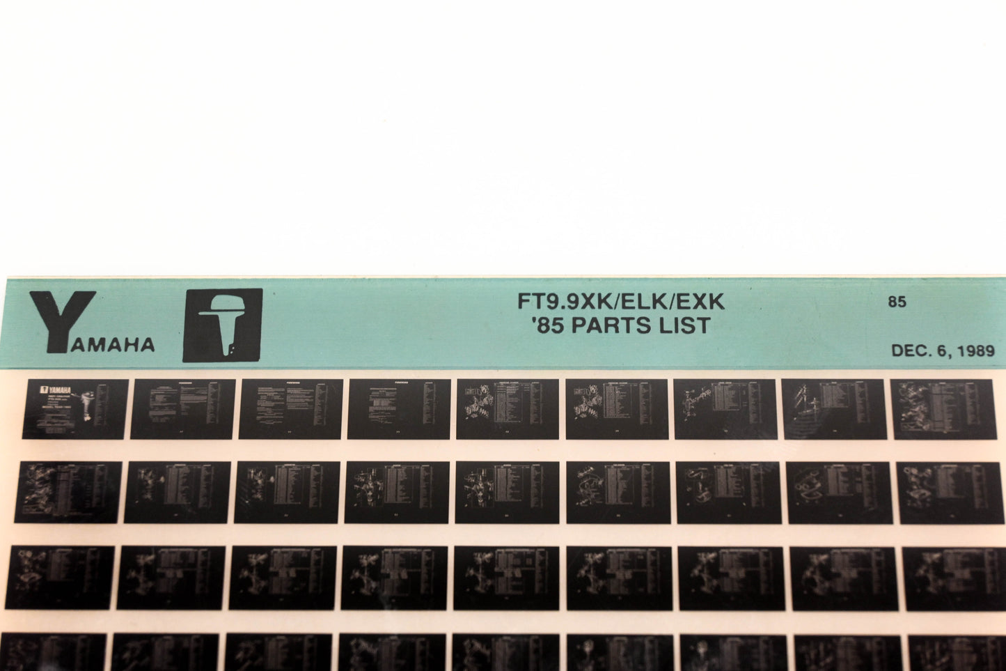 OEM Yamaha LB016-29 1985 FT9.9XK/ELK/EXK Parts List Microfiche