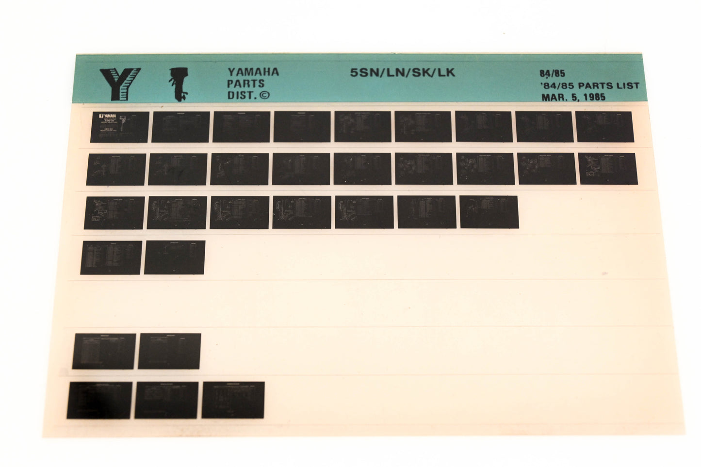 OEM Yamaha LB016-30 1984-85 5SN/LN/SK/LK Parts List Microfiche