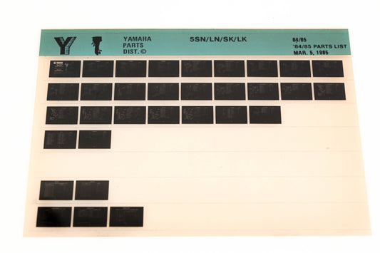 OEM Yamaha LB016-30 1984-85 5SN/LN/SK/LK Parts List Microfiche