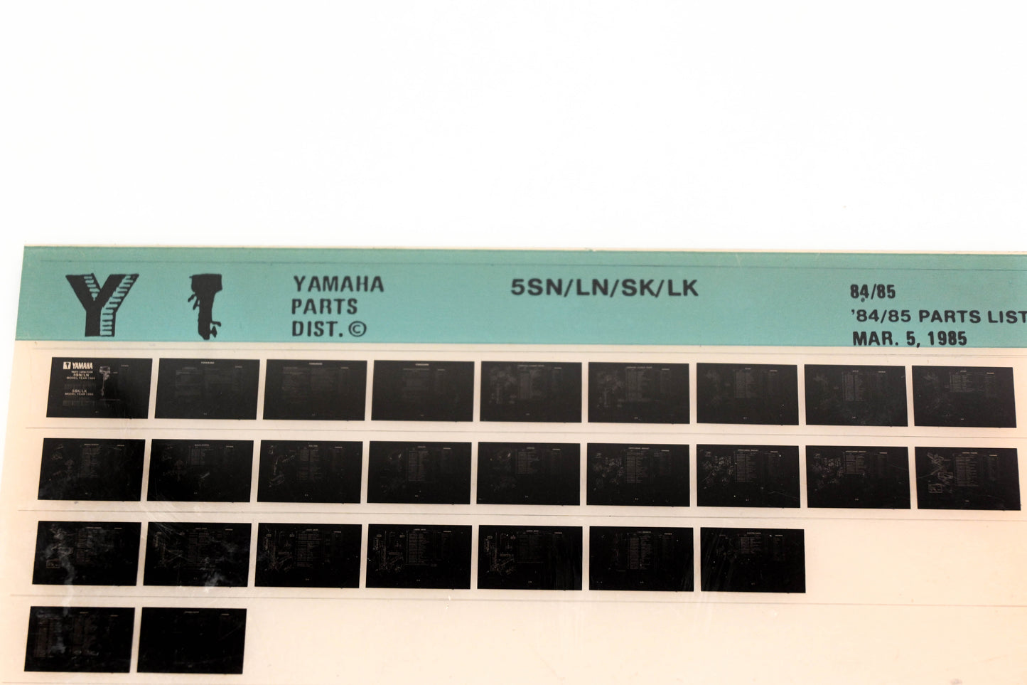 OEM Yamaha LB016-30 1984-85 5SN/LN/SK/LK Parts List Microfiche