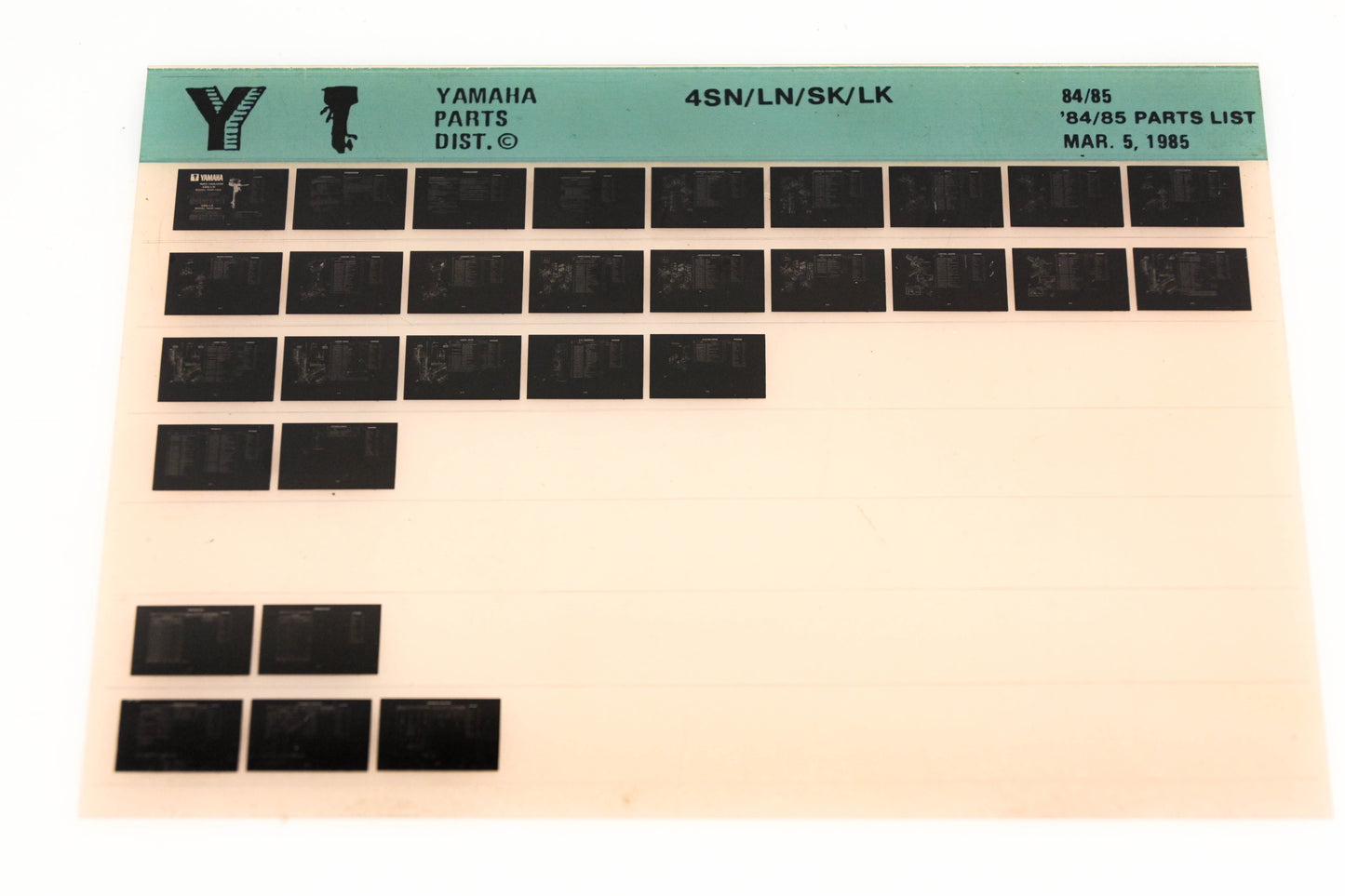 OEM Yamaha LB016-32 1984-85 4SN/LN/SK/LK Parts List Microfiche