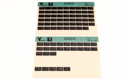 OEM Yamaha LB016-34 1986 150/175/200 ETJ Parts List Microfiche Lot