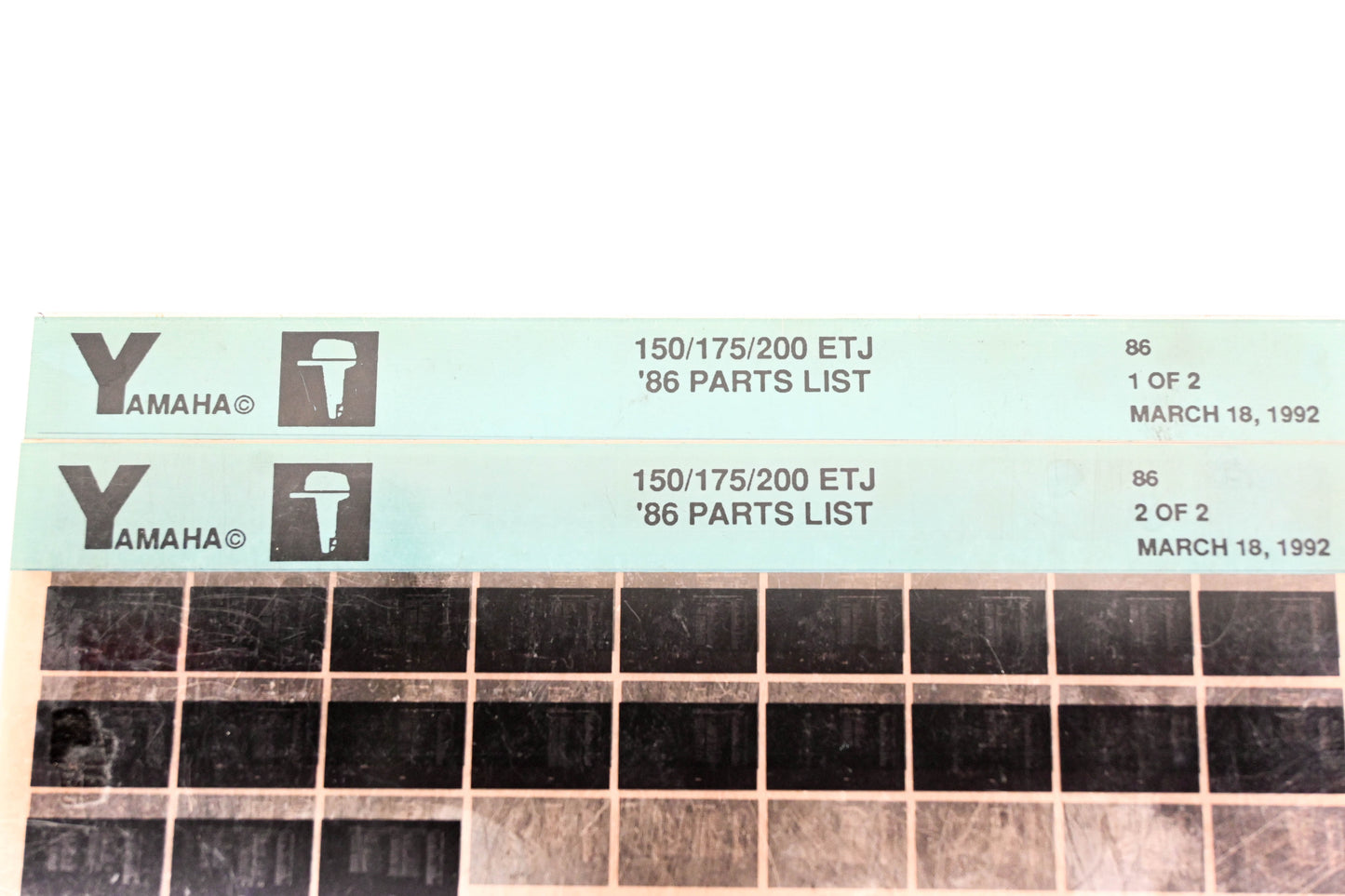 OEM Yamaha LB016-34 1986 150/175/200 ETJ Parts List Microfiche Lot