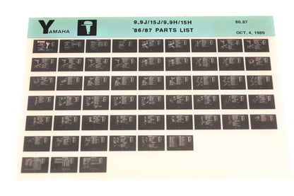 OEM Yamaha LB016-37 1986-87 9.9J/15J/9.9H/15H Parts List Microfiche