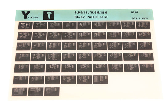OEM Yamaha LB016-37 1986-87 9.9J/15J/9.9H/15H Parts List Microfiche