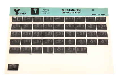 OEM Yamaha LB016-38 1986 6J/8J/6H/8H Parts List Microfiche