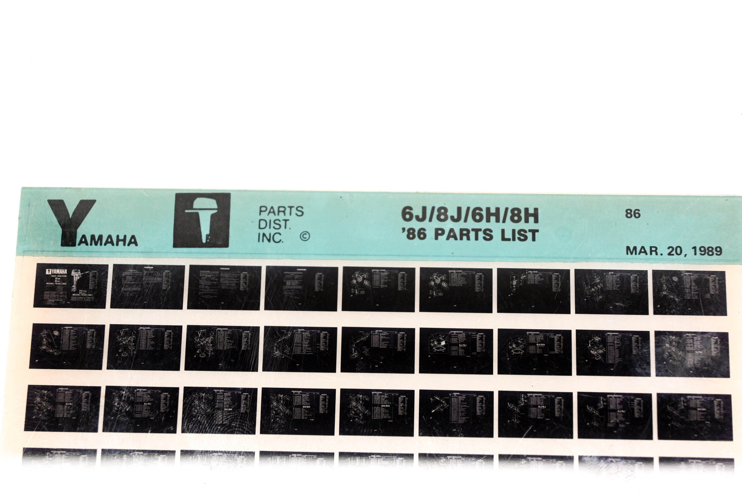 OEM Yamaha LB016-38 1986 6J/8J/6H/8H Parts List Microfiche