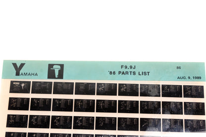OEM Yamaha LB016-40 1986 F9.9J Parts List Microfiche