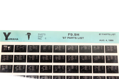 OEM Yamaha LB016-41 1987 F9.9H Parts List Microfiche
