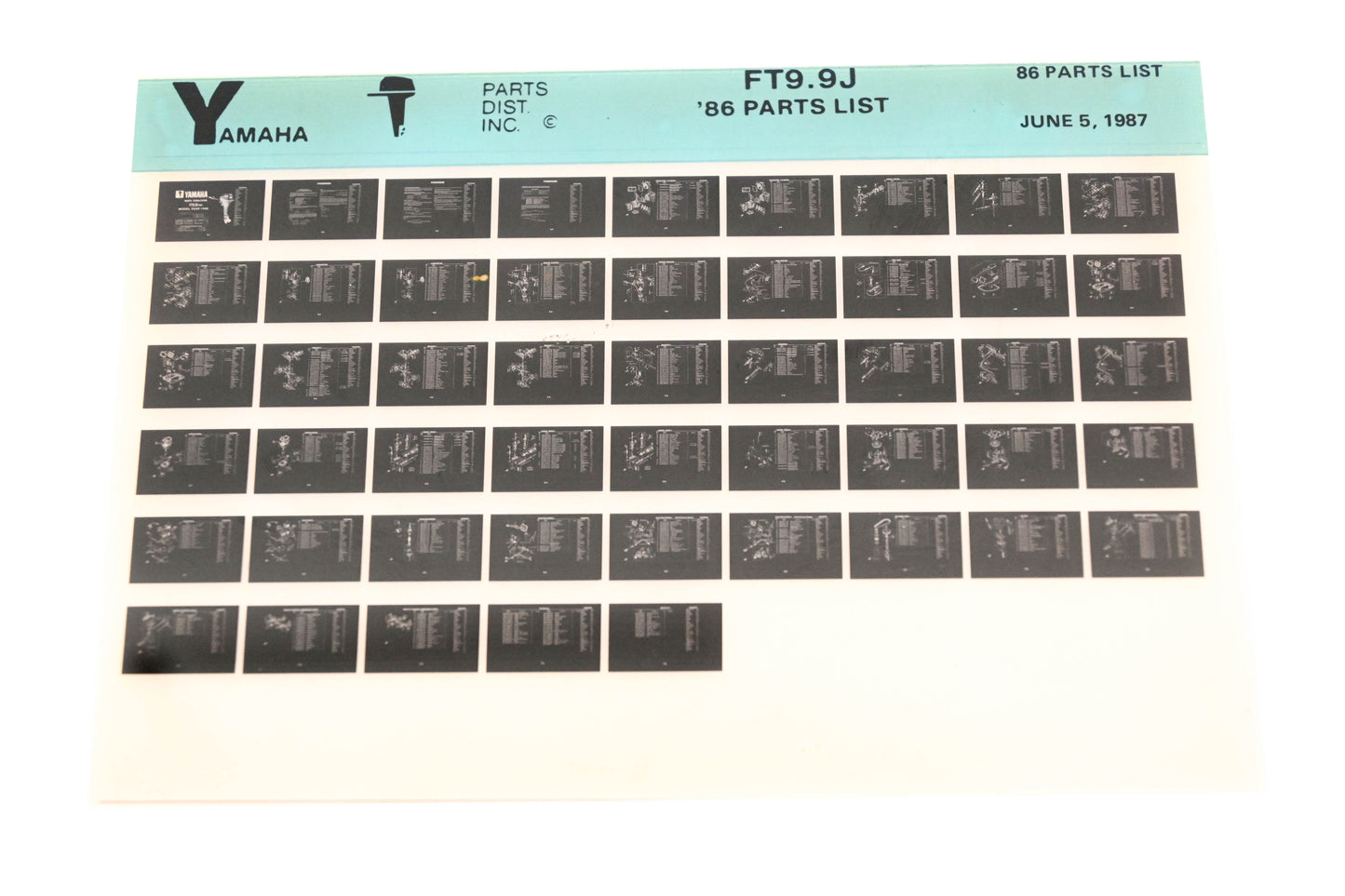 OEM Yamaha LB016-43 1986 FT9.9J Parts List Microfiche