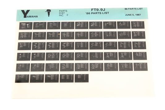 OEM Yamaha LB016-43 1986 FT9.9J Parts List Microfiche