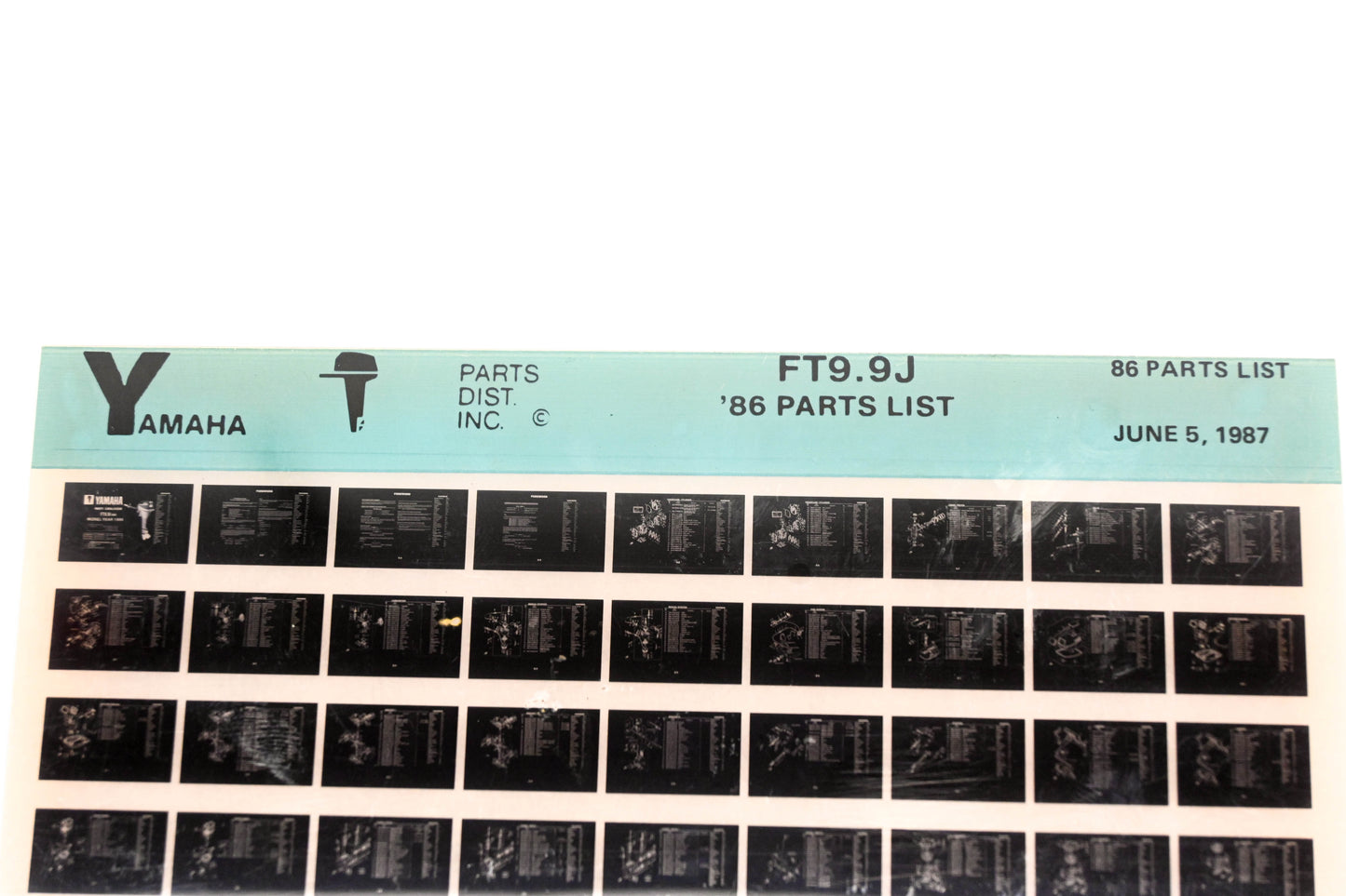 OEM Yamaha LB016-43 1986 FT9.9J Parts List Microfiche