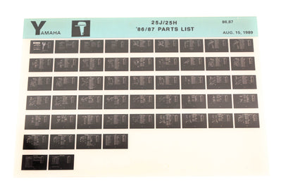 OEM Yamaha LB016-44 1986-87 25J/25H Parts List Microfiche