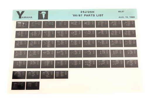 OEM Yamaha LB016-44 1986-87 25J/25H Parts List Microfiche