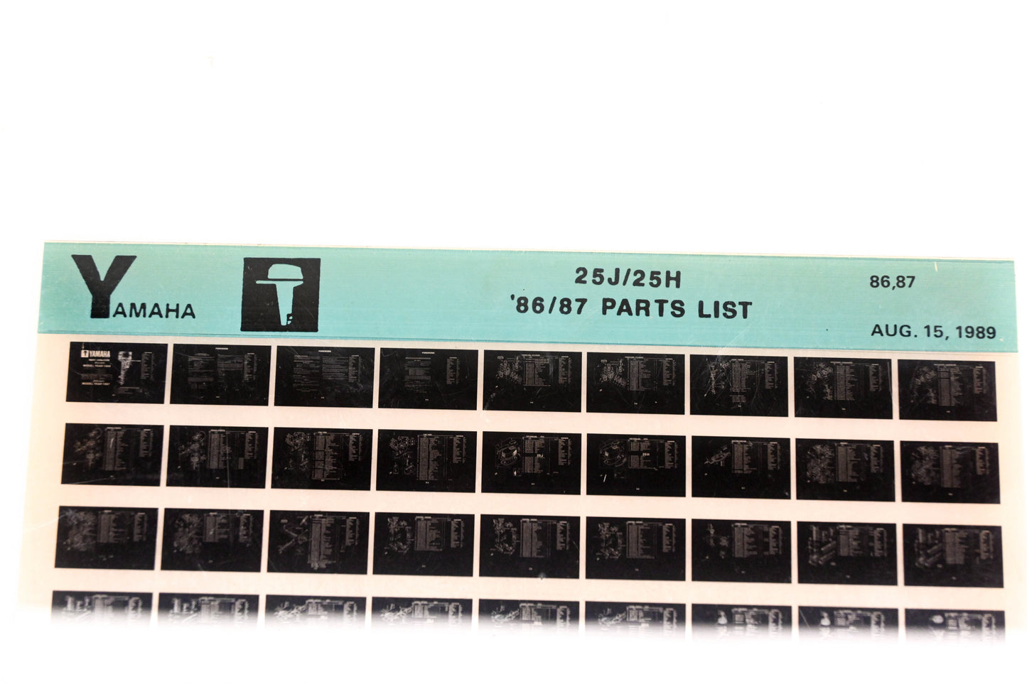 OEM Yamaha LB016-44 1986-87 25J/25H Parts List Microfiche