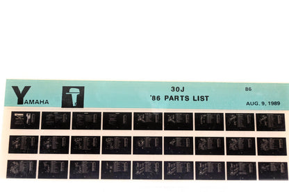 OEM Yamaha LB016-45 1986 30J Parts List Microfiche