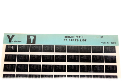 OEM Yamaha LB018-7 1987 40H/EH/ETH Parts List Microfiche