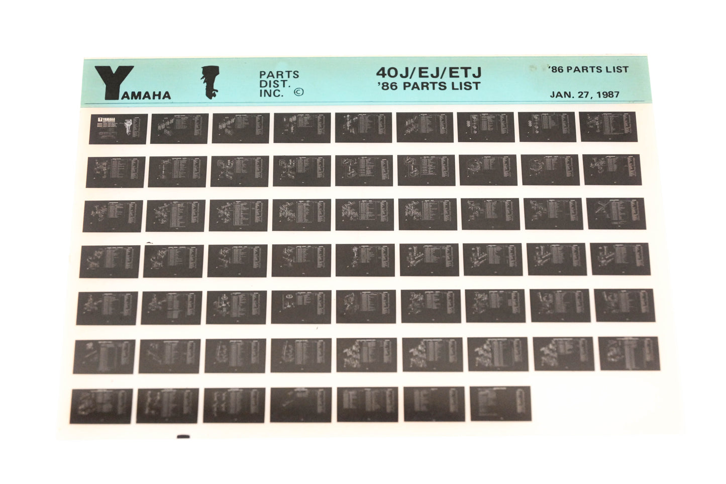 OEM Yamaha LB018-8 1986 40J/EJ/ETJ Parts List Microfiche