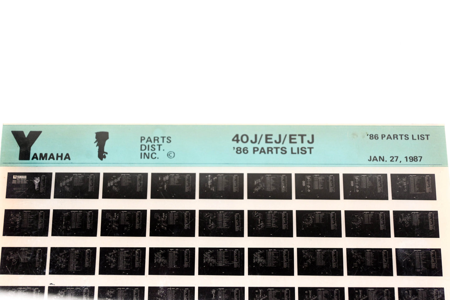 OEM Yamaha LB018-8 1986 40J/EJ/ETJ Parts List Microfiche