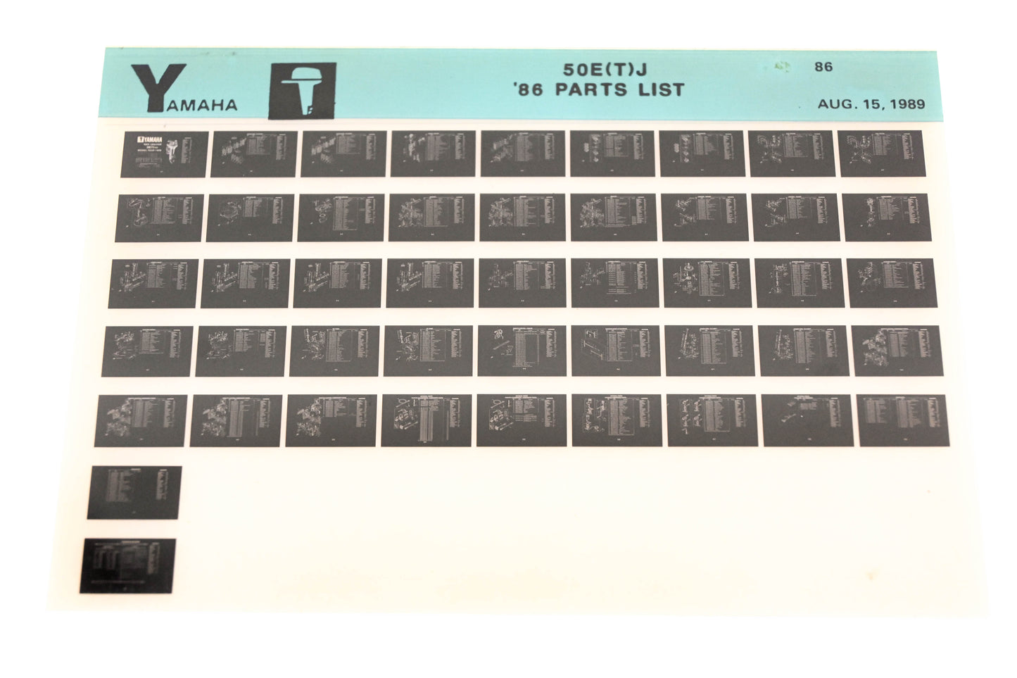 OEM Yamaha LB018-9 1986 50E(T)J Parts List Microfiche