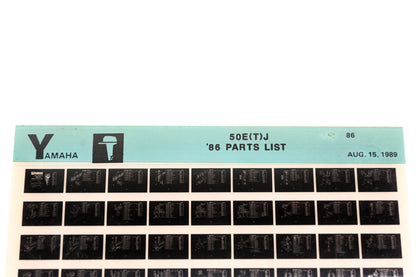 OEM Yamaha LB018-9 1986 50E(T)J Parts List Microfiche