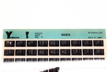 OEM Yamaha LB018-11 1987 50EH Parts List Microfiche