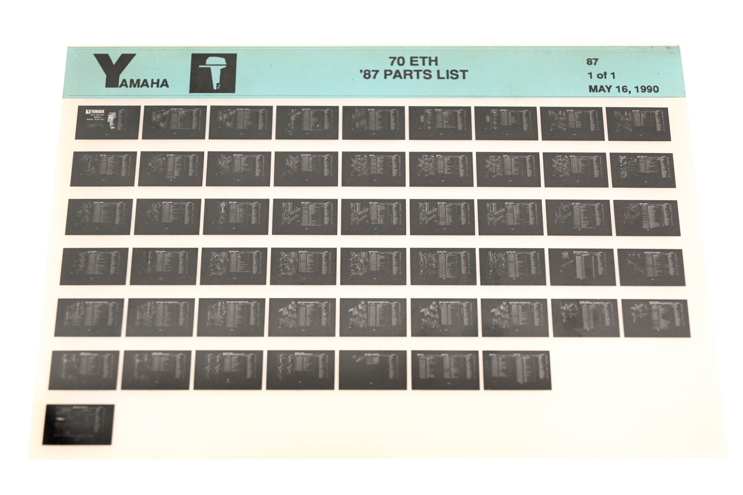 OEM Yamaha LB018-12 1987 70ETH Parts List Microfiche
