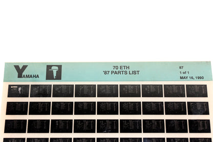 OEM Yamaha LB018-12 1987 70ETH Parts List Microfiche