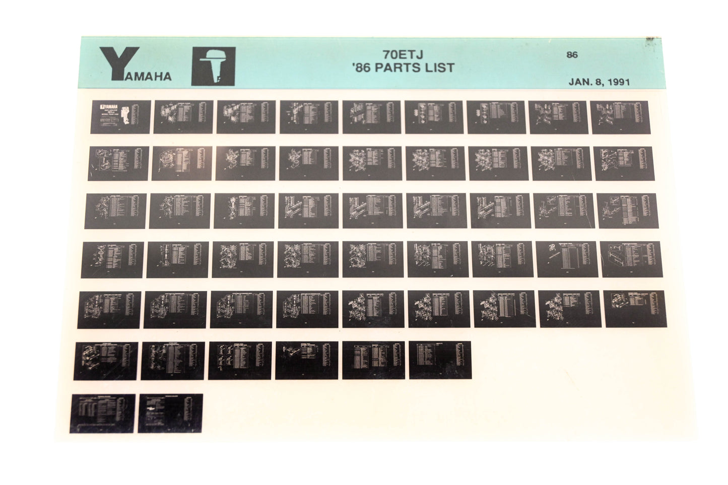 OEM Yamaha LB018-13 1986 70ETJ Parts List Microfiche