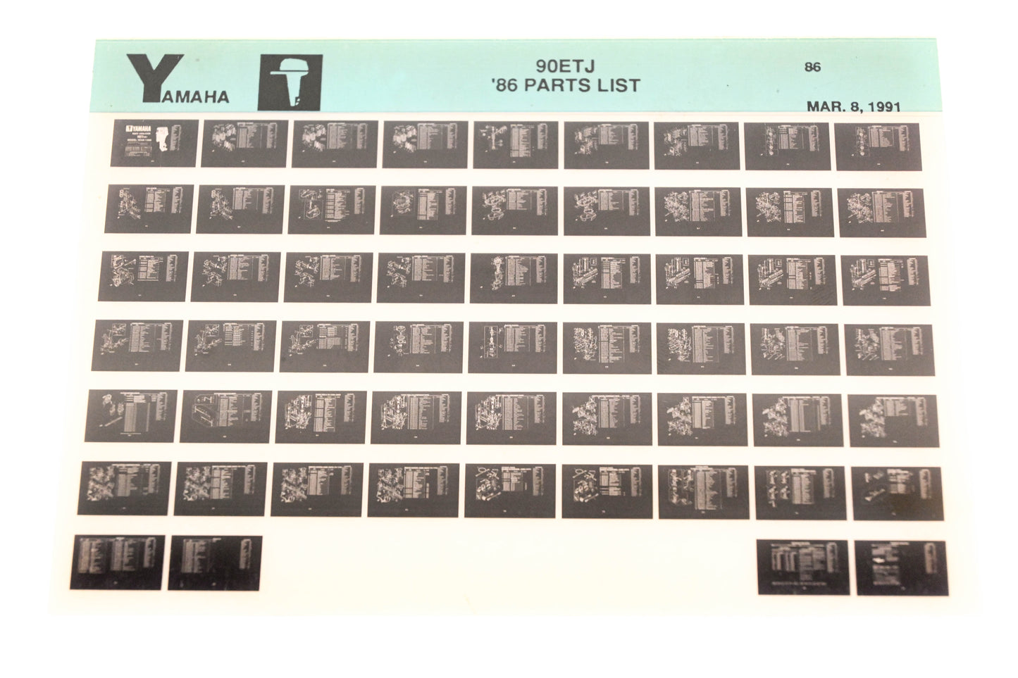 OEM Yamaha LB018-14 1986 90ETJ Parts List Microfiche