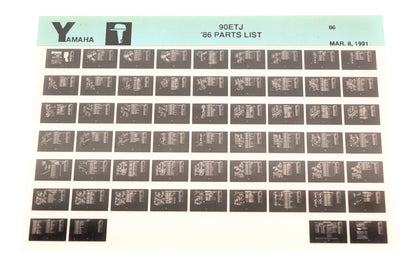 OEM Yamaha LB018-14 1986 90ETJ Parts List Microfiche