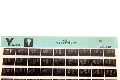 OEM Yamaha LB018-14 1986 90ETJ Parts List Microfiche