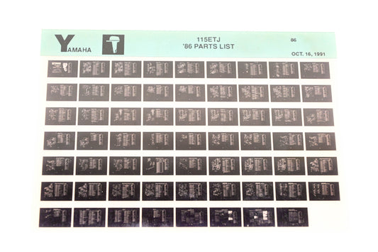 OEM Yamaha LB018-16 1986 115ETJ Parts List Microfiche