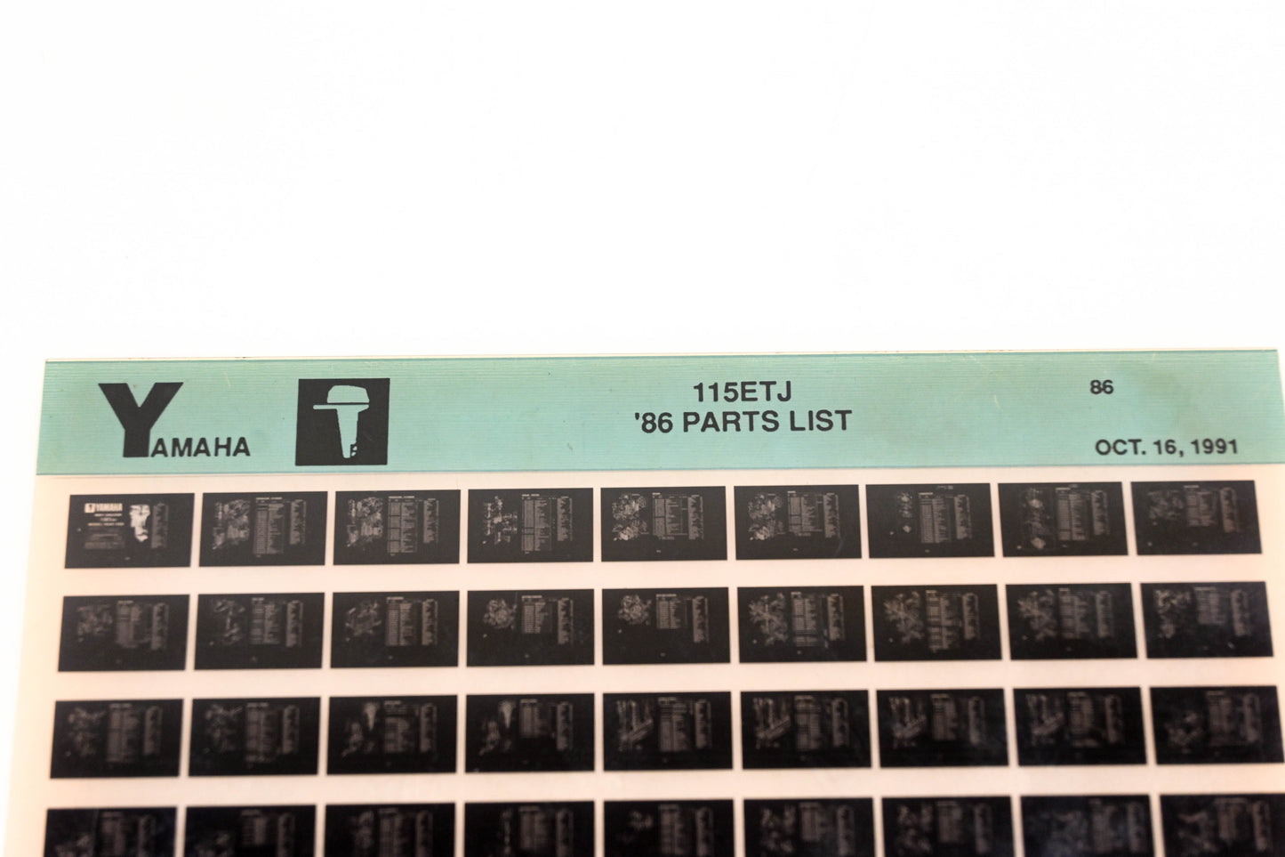 OEM Yamaha LB018-16 1986 115ETJ Parts List Microfiche