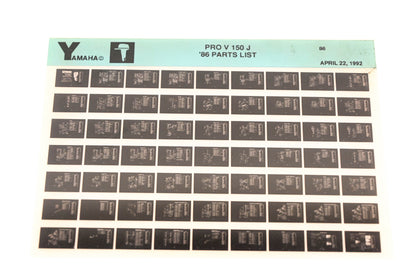 OEM Yamaha LB018-18 1986 PRO V150J Parts List Microfiche