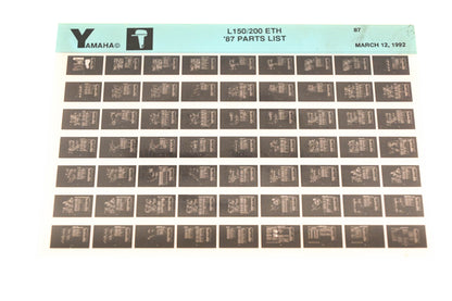 OEM Yamaha LB018-19 1987 L150/200 ETH Parts List Microfiche