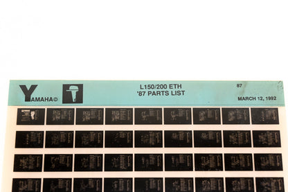 OEM Yamaha LB018-19 1987 L150/200 ETH Parts List Microfiche