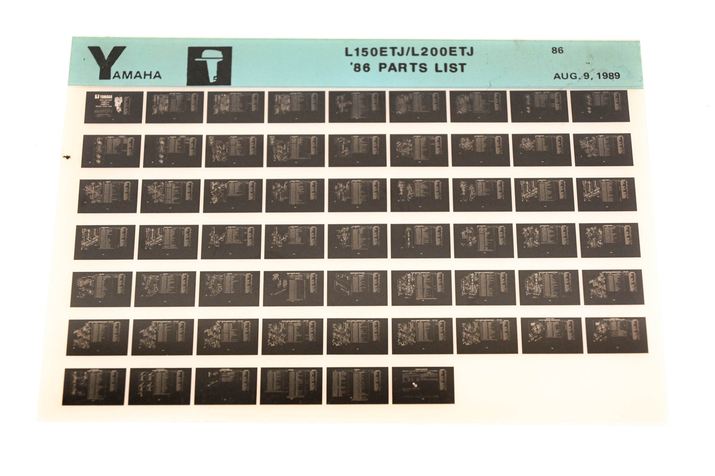 OEM Yamaha LB018-20 1986 L150ETJ/L200ETJ Parts List Microfiche