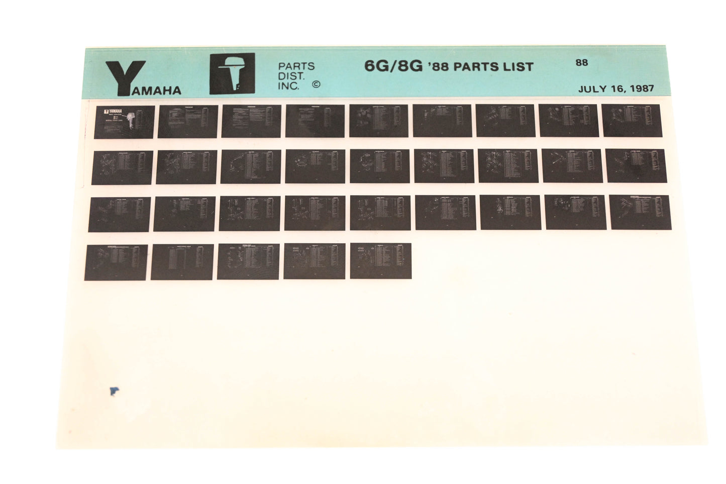 OEM Yamaha LB018-23 1988 6G/8G Parts List Microfiche
