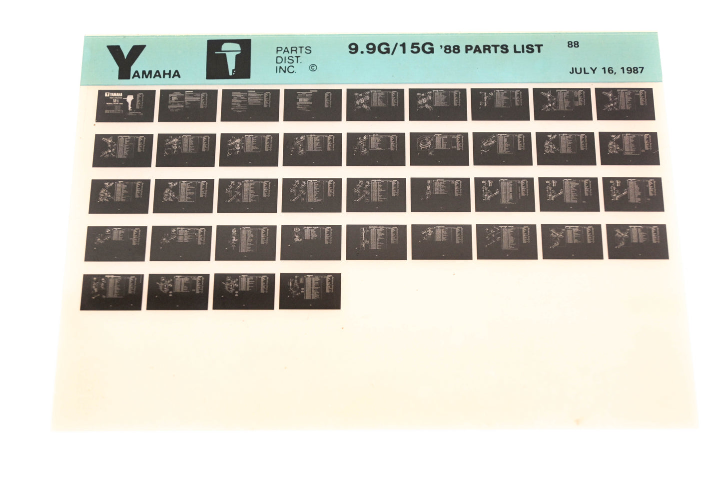 OEM Yamaha LB018-26 1988 9.9G/15G Parts List Microfiche